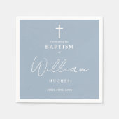 Elegant Dusty Blue Minimalistisch Baptismus Christ Serviette (Vorderseite)
