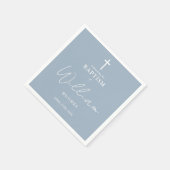 Elegant Dusty Blue Minimalistisch Baptismus Christ Serviette (Ecke)