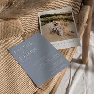 Elegant Dusty Blue Minimalistisch Boho Moderne Hoc Einladung