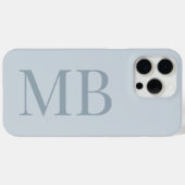 Elegant Dusty Blue Minimalistisch Initial Monogram Case-Mate iPhone Hülle (Rückseite (Horizontal))