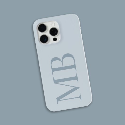 Elegant Dusty Blue Minimalistisch Initial Monogram Case-Mate iPhone Hülle