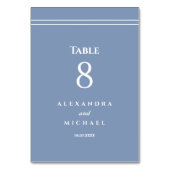 Elegant Dusty Blue Minimalistisch Modern Wedding Tischnummer (Vorderseite)
