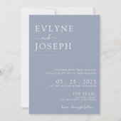 Elegant Dusty Blue Minimalistisch QR Code Boho Wed Einladung (Vorderseite)