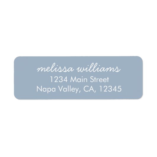 Elegant Dusty Blue Minimalistische Rücksendeadress (Vorne)