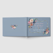 Elegant Dusty Blue Misty Rose Gold Wedding Gästebuch (Voll)