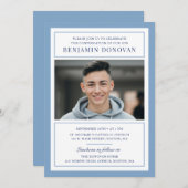 Elegant Dusty Blue mit Foto-Bestätigung Einladung (Vorne/Hinten)