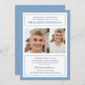 Elegant Dusty Blue mit Foto-Bestätigung Einladung (Vorne/Hinten)