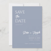 Elegant Dusty Blue Modern Boho Chic Foto Wedding Save The Date (Vorderseite)
