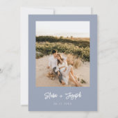 Elegant Dusty Blue Modern Boho Chic Foto Wedding Save The Date (Rückseite)