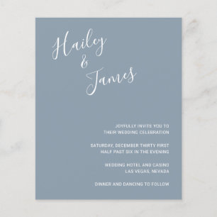 Elegant Dusty Blue Modern Budget Wedding Einladung