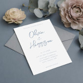 Elegant Dusty Blue Modern Calligraphy Wedding Einladung