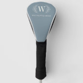 Elegant Dusty Blue Modern Monogram Golf Headcover (Vorderseite)