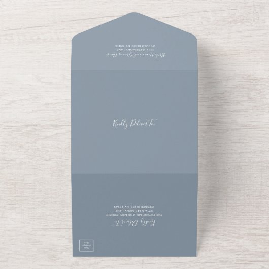 Elegant Dusty Blue Modern Wedding All In One Einladung (Außenbereich)