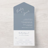 Elegant Dusty Blue Modern Wedding All In One Einladung (Innen Boden)