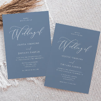 Elegant Dusty Blue Modern Wedding Einladung