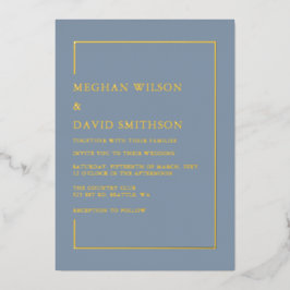 Elegant Dusty Blue Modern Wedding Folieneinladung