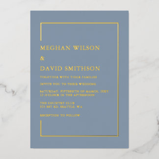 Elegant Dusty Blue Modern Wedding Folieneinladung