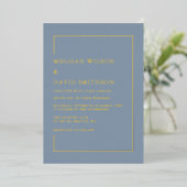Elegant Dusty Blue Modern Wedding Folieneinladung (Stehend vorne)