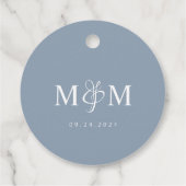 Elegant Dusty Blue Monogram Ampersand Wedding Geschenkanhänger (Rückseite)