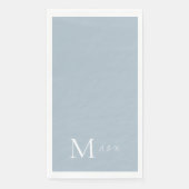 Elegant Dusty Blue Monogram Paper Handtücher Serviette (Vorderseite)