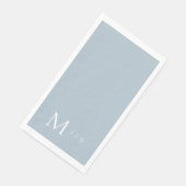 Elegant Dusty Blue Monogram Paper Handtücher Serviette (Ecke)
