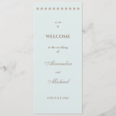 Elegant Dusty Blue Monogram Pearl Wedding Program Programm (Vorderseite)