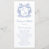 Elegant Dusty Blue Monogram Wappen Wedding Programm (Vorderseite)