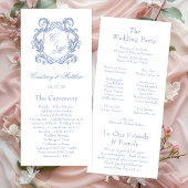 Elegant Dusty Blue Monogram Wappen Wedding Programm