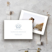 Elegant Dusty Blue Monogram Wappen Wedding Save The Date