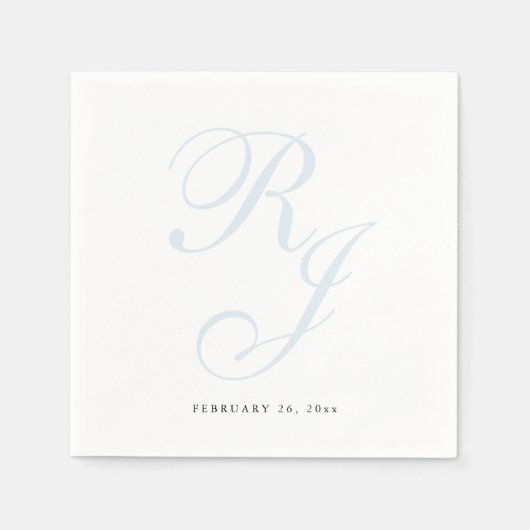 Elegant Dusty Blue Monogram Wedding Napkins Serviette (Vorderseite)