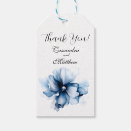 Elegant Dusty Blue Navy Blume Hochzeit Geschenkanhänger