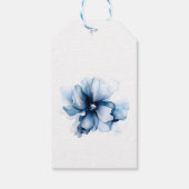 Elegant Dusty Blue Navy Blume Hochzeit Geschenkanhänger (Rückseite)
