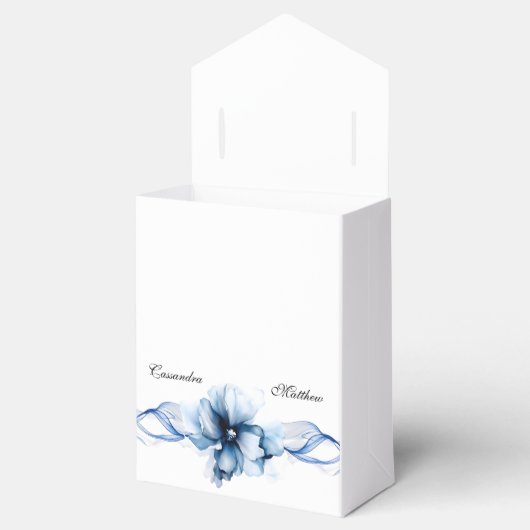 Elegant Dusty Blue Navy Blume Hochzeit Geschenkschachtel (Geöffnet)