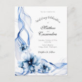Elegant Dusty Blue Navy Blume Hochzeit Postkarte (Vorderseite)