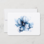 Elegant Dusty Blue Navy Blume Hochzeit RSVP Karte (Rückseite)