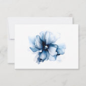 Elegant Dusty Blue Navy Blume Hochzeit RSVP Karte (Rückseite)