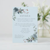 Elegant Dusty Blue Navy Botanischer Garten Begleitkarte (Stehend Vorderseite)