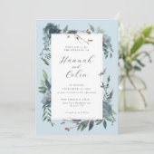 Elegant Dusty Blue Navy Botanischer Garten Einladung (Stehend Vorderseite)