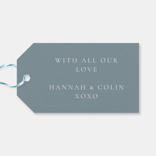 Elegant Dusty Blue Navy Botanischer Garten Geschenkanhänger (Rückseite Horizontal)