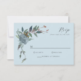 Elegant Dusty Blue Navy Botanischer Garten RSVP Karte