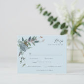 Elegant Dusty Blue Navy Botanischer Garten RSVP Karte (Stehend Vorderseite)