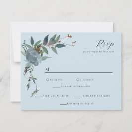Elegant Dusty Blue Navy Botanischer Garten RSVP Karte