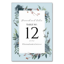 Elegant Dusty Blue Navy Botanischer Garten Tischnummer