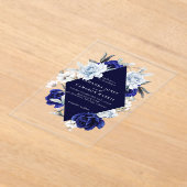 Elegant Dusty Blue Navy Floral Wedding Acryleinladungen (Ablage )