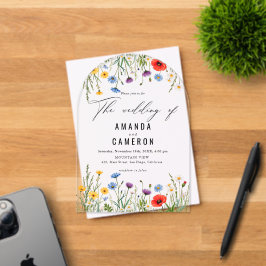 Elegant Dusty Blue Navy Floral Wedding Acryleinladungen