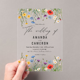 Elegant Dusty Blue Navy Floral Wedding Acryleinladungen