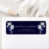 Elegant Dusty Blue Navy Floral Wedding Address (Insitu)