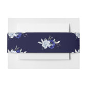Elegant Dusty Blue Navy Floral Wedding Einladungsbanderole (Vorderseite Beispiel)