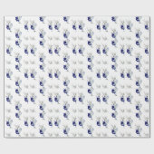 Elegant Dusty Blue Navy Floral Wedding Geschenkpapier (Flach)