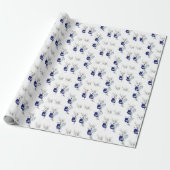 Elegant Dusty Blue Navy Floral Wedding Geschenkpapier (Ungerollt)